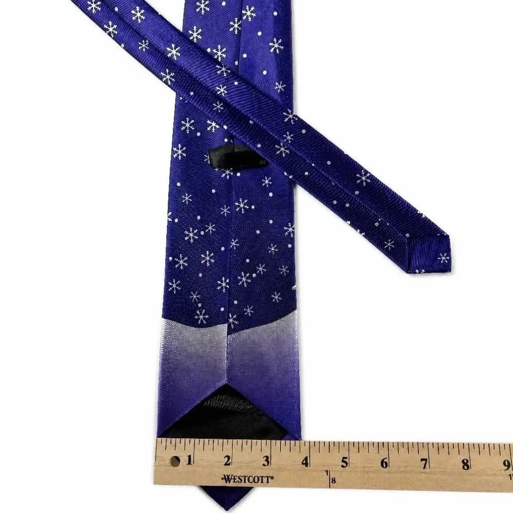Mens Christmas Tie Royal Blue Snowman Let It Snow Snowflakes Festive Holiday